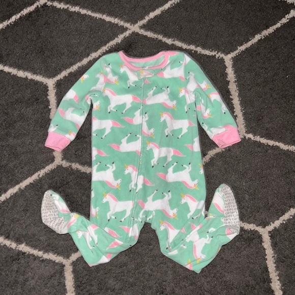 Carter's Other - Carter’s Girls Mint Green Unicorn Print Footie Pajamas Size 18M